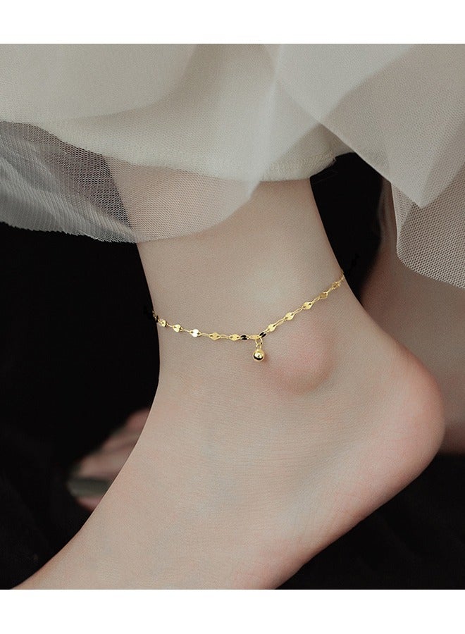 925 Silver Transfer Bead Ankle Chain With A Free Packaging Box - Fashionable, Exquisite, Dating, Gift Giving,  Summer Beach Foot Chain Ankle Jewelry for Her #Gold - Image 2