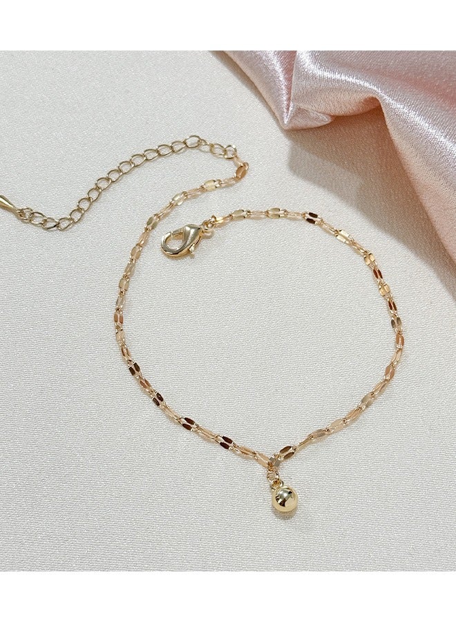 925 Silver Transfer Bead Ankle Chain With A Free Packaging Box - Fashionable, Exquisite, Dating, Gift Giving,  Summer Beach Foot Chain Ankle Jewelry for Her #Gold - Image 4