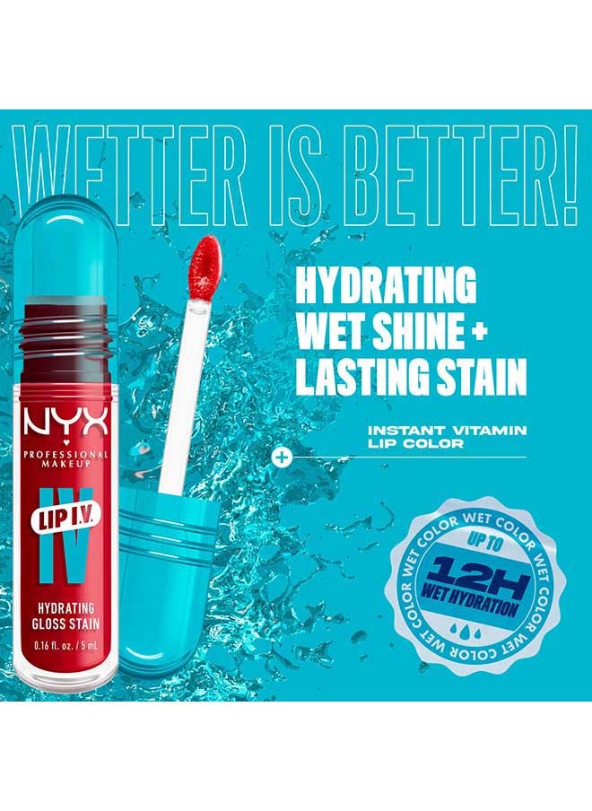 NYX PROFESSIONAL MAKEUP - Lip Iv Hydrating Gloss Stain Lip Gloss Up To 12Hr Hydration High Pigment Wet Shine Finish Red-Y.Set.Wet - Image 1