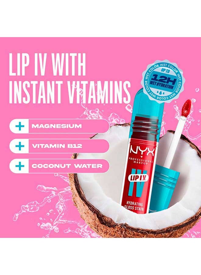 NYX PROFESSIONAL MAKEUP - Lip Iv Hydrating Gloss Stain Lip Gloss Up To 12Hr Hydration High Pigment Wet Shine Finish Red-Y.Set.Wet - Image 1