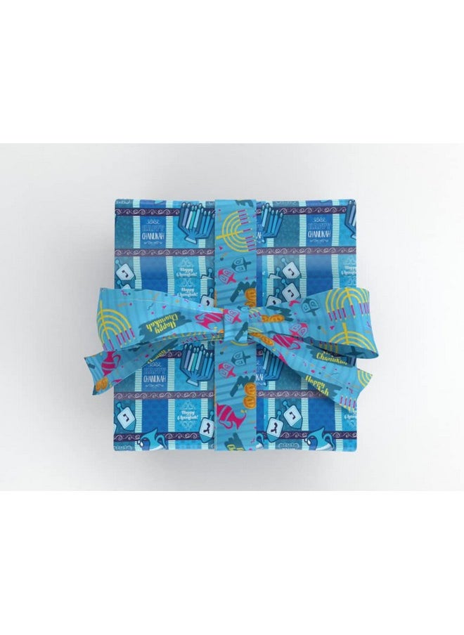Izzy 'n' Dizzy Hanukkah Gift Wrap Ribbon - Blue Nylon Wrapping Paper Ribbon - 25Mm X 3Mm  - Image 2