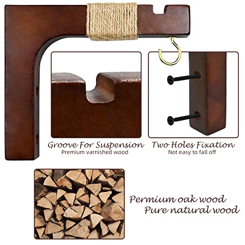 Micovay Plant Hanger Hooks for Indoor Hanging Plants, 2 Pack Rustic Farmhouse Wooden Hanging Basket Wall Bracket Plant Hooks for Indoor Outdoor Flower Pots Lanterns Wind Chime Balcony Light Garden Decoration - Image 3