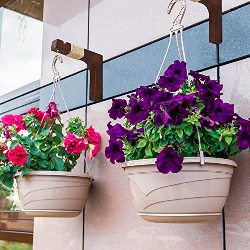 Micovay Plant Hanger Hooks for Indoor Hanging Plants, 2 Pack Rustic Farmhouse Wooden Hanging Basket Wall Bracket Plant Hooks for Indoor Outdoor Flower Pots Lanterns Wind Chime Balcony Light Garden Decoration - Image 5
