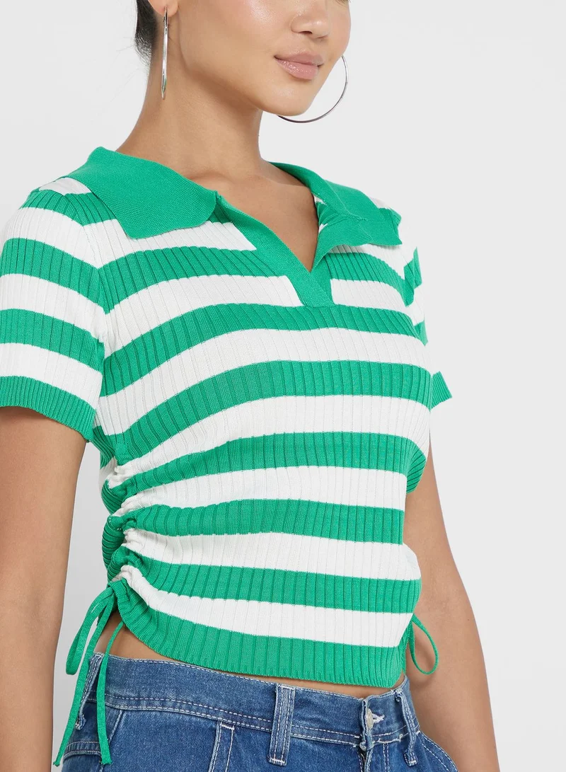 Ginger Polo Neck Stripe Tshirt