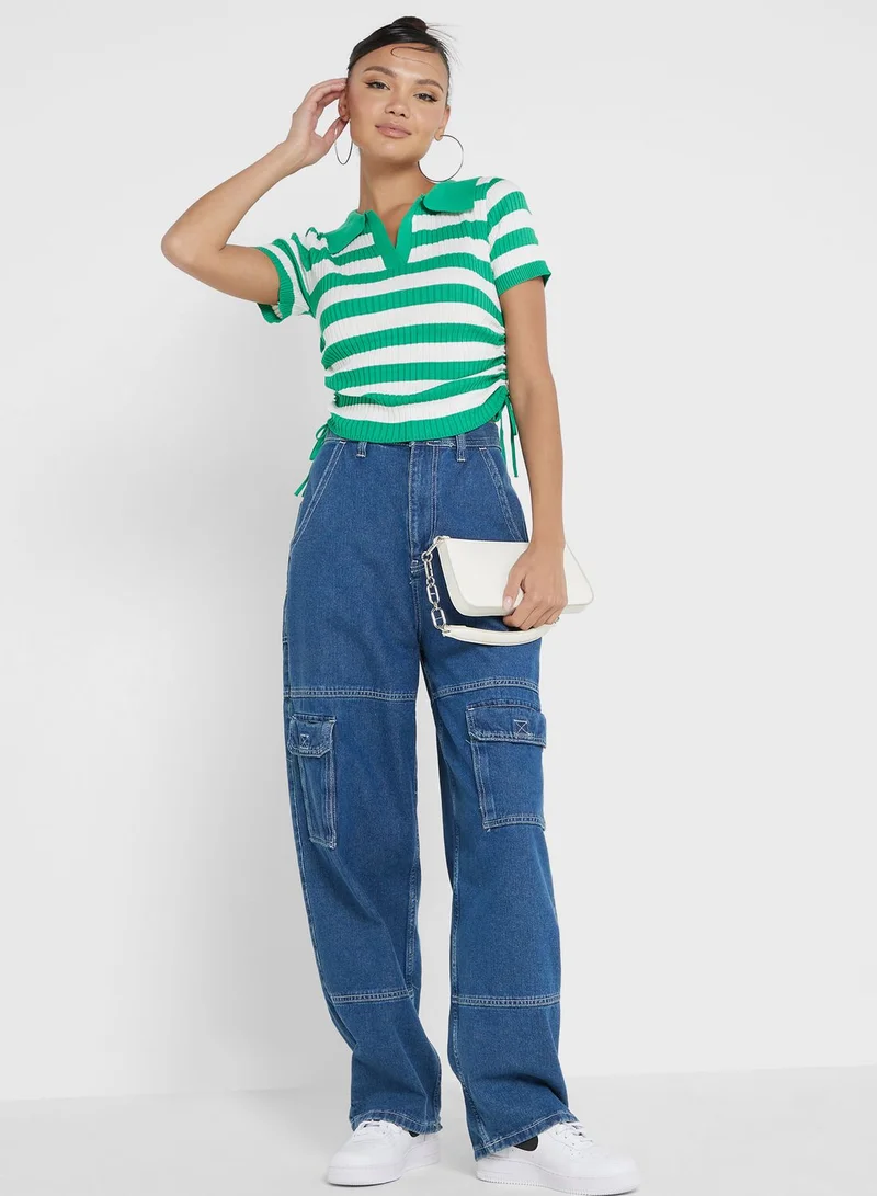 Ginger Polo Neck Stripe Tshirt