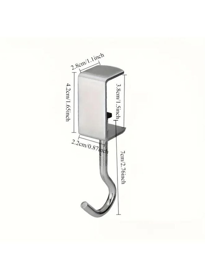 10 قطع من خطافات المكتب المعدنية الفضية الدوارة بدون حفر، سعة 110 رطل لحامل حقيبة الظهر - Image 4