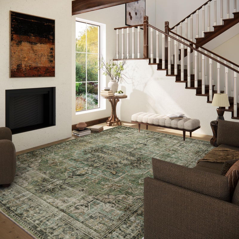 palohom 5x7 Area Rugs for Living Room: Washable Bedroom Rug Boho Vintage Rugs Stain Resistant Non Slip Low Pile Soft Lightweight Carpet for Kitchen Dining Room Farmhouse Nursery Kids Room - Image 3