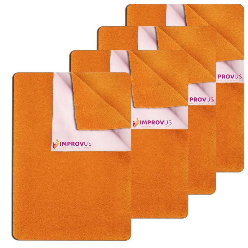 IMPROVUS Instadry AntiPiling Fleece Extra Absorbent Quick Dry Sheet for New Born Babies Cotton Bed Protector Mattress Reusable Waterproof baby Cot sheet for Toddler Infant Yellow Pack of 4