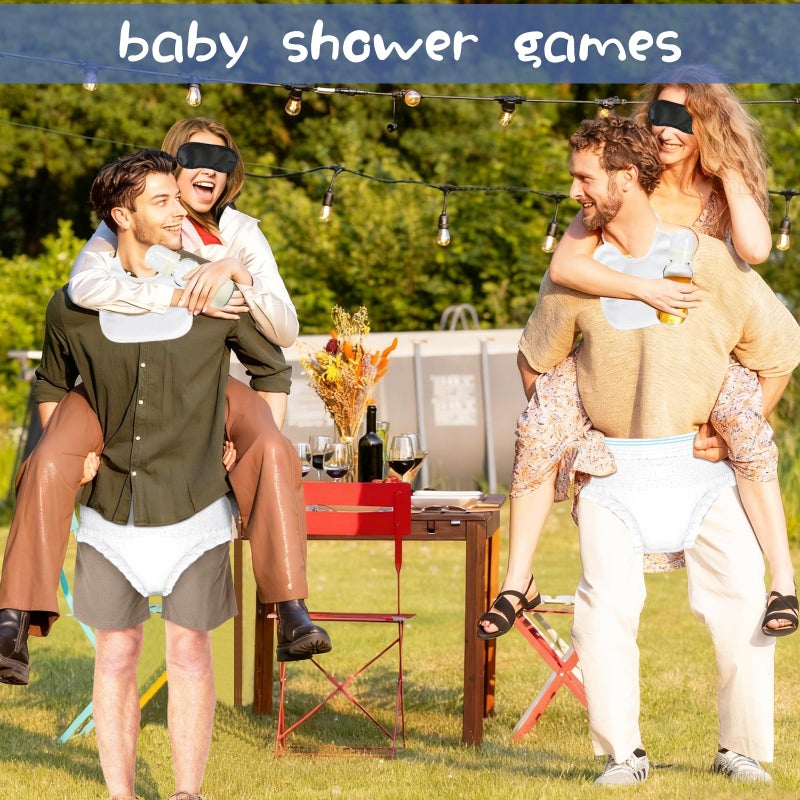 GUBEARE 6 Sets Bottle Chug Baby Shower Games Plastic Baby Bottles Bibs Eye Mask Disposable Diapers Gender Reveal Games Baby Changing Diaper Race Game Decorations - Image 5