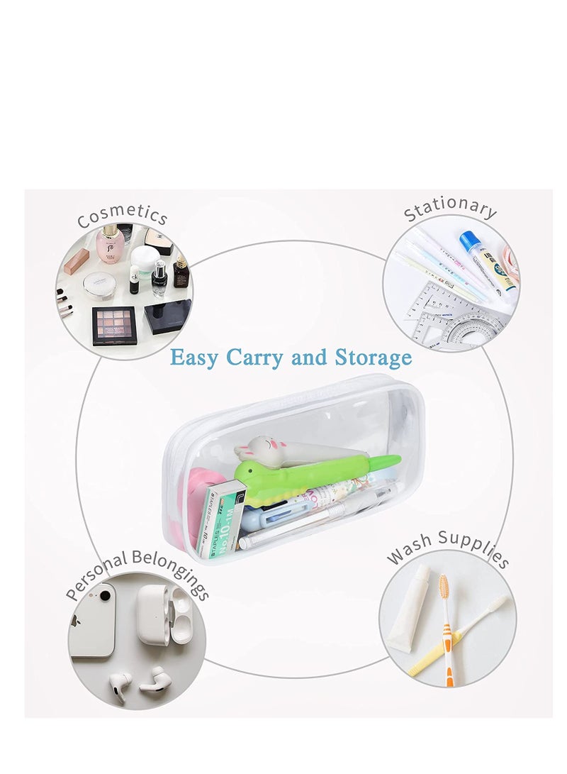 Barakah حقيبة أقلام شفافة مجموعة حقيبة أقلام PVC بسحاب حقيبة أقلام تخزين حقيبة مكياج مستلزمات شخصية للنساء حقيبة مكتبية محمولة لقرطاسية الطلاب والبالغين 4 قطع - Image 4