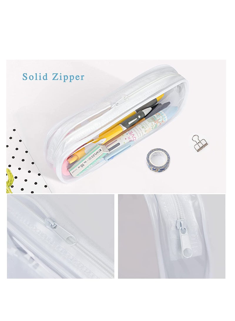 Barakah حقيبة أقلام شفافة مجموعة حقيبة أقلام PVC بسحاب حقيبة أقلام تخزين حقيبة مكياج مستلزمات شخصية للنساء حقيبة مكتبية محمولة لقرطاسية الطلاب والبالغين 4 قطع - Image 3