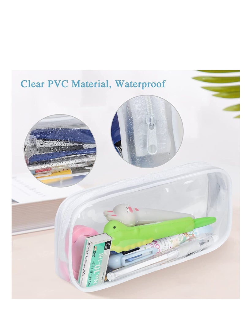 Barakah حقيبة أقلام شفافة مجموعة حقيبة أقلام PVC بسحاب حقيبة أقلام تخزين حقيبة مكياج مستلزمات شخصية للنساء حقيبة مكتبية محمولة لقرطاسية الطلاب والبالغين 4 قطع - Image 2