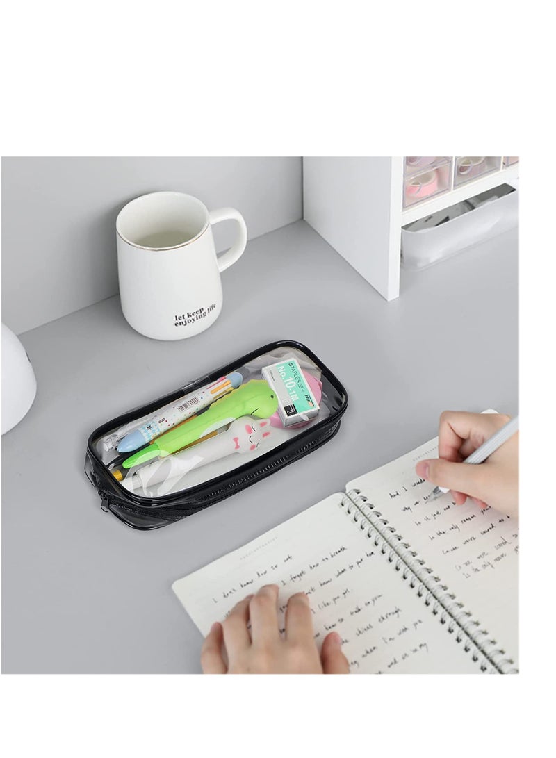 Barakah حقيبة أقلام شفافة مجموعة حقيبة أقلام PVC بسحاب حقيبة أقلام تخزين حقيبة مكياج مستلزمات شخصية للنساء حقيبة مكتبية محمولة لقرطاسية الطلاب والبالغين 4 قطع - Image 5