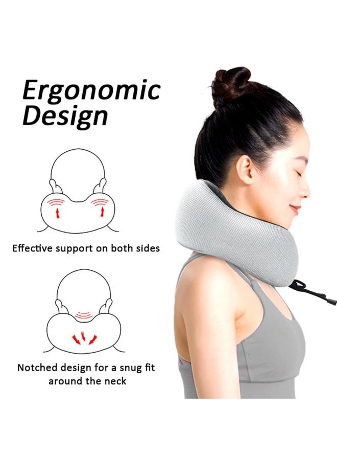 Bukela JZS Travel Pillow Memory Foam Neck Pillow with 360° Head Support Comfortable Trave Pillow with Storage Bag Lightweight Traveling Pillow for Sleeping,for Car,Train,Bus and Planes Gray - Image 2