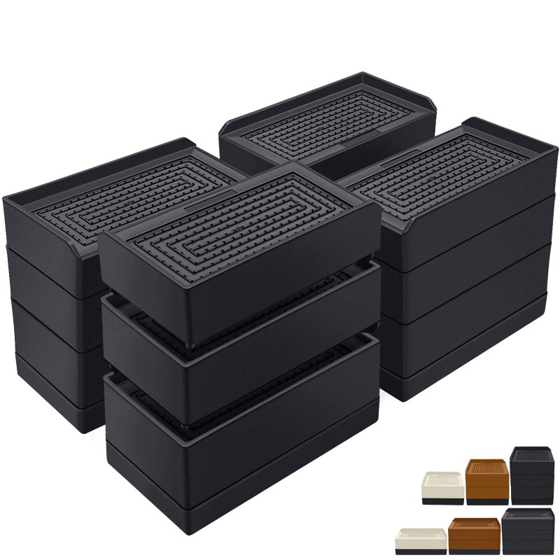 ANNKUT Furniture Risers 4 inch Heavy Duty Furniture Elevator in Heights of 15 3 or 4 InchRectangle Raising Blocks for Bed Couch Desk Sofa TablesSupport Up to 1300 Lbs 4 PackBlack