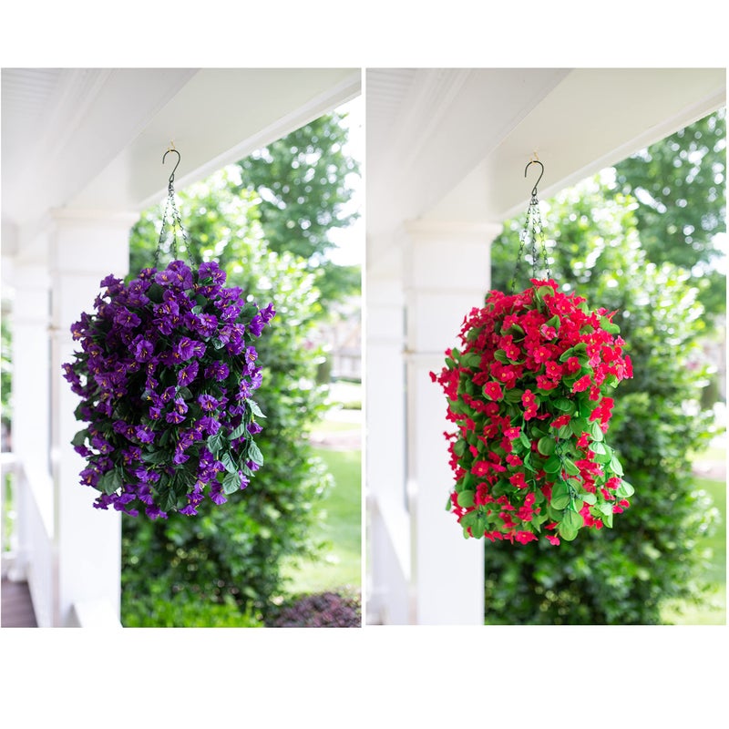 HyeFlora Artificial Fake Hanging Plants Flowers for Outdoor Outside Summer Spring Decoration  2 PCS Faux Silk Red Orchid Long Vines UV Resistant Realistic for Home Indoor Porch Patio Balcony - Image 5