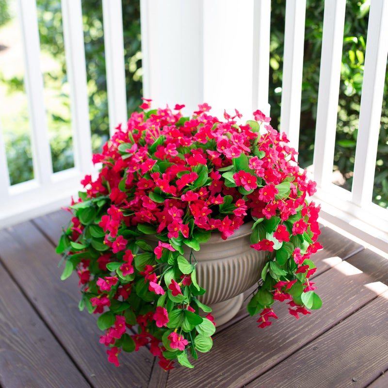 HyeFlora Artificial Fake Hanging Plants Flowers for Outdoor Outside Summer Spring Decoration  2 PCS Faux Silk Red Orchid Long Vines UV Resistant Realistic for Home Indoor Porch Patio Balcony - Image 4
