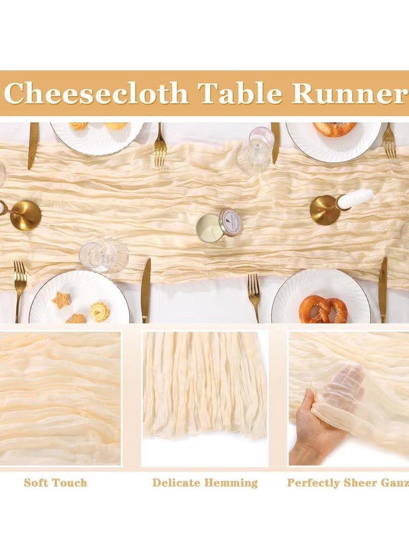 Cheesecloth Table Runner,  Boho Gauze Table Decor, Translucent Tablecloth for Wedding Reception Bridal Shower Party Decoration Table Centerpiece 90 x 400 cm  - Image 2