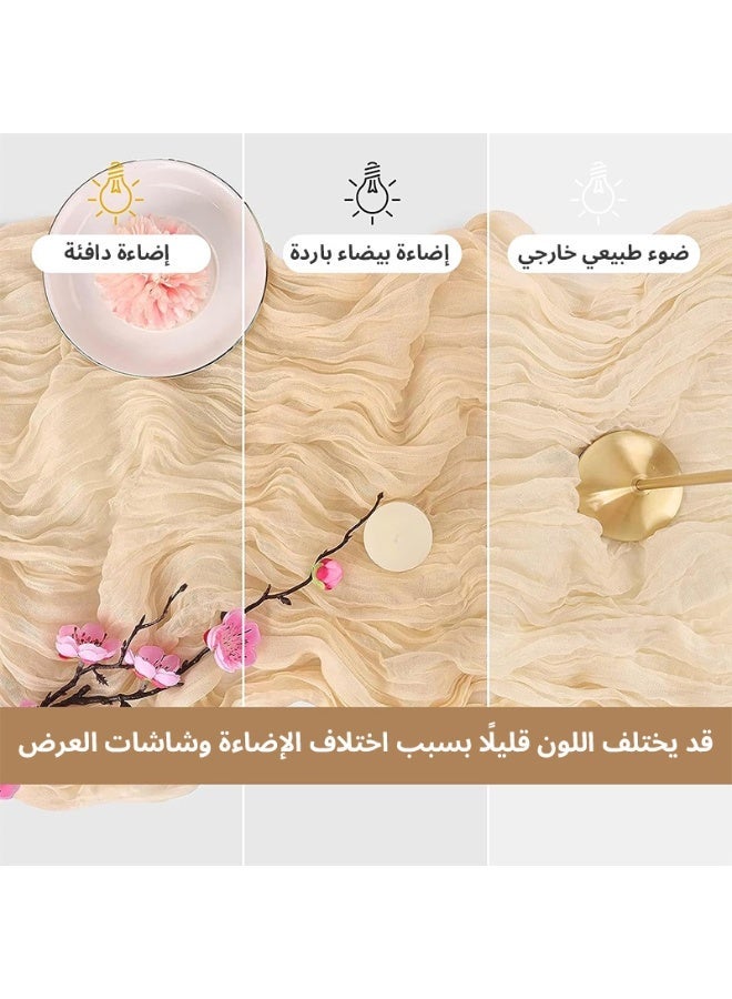 فلوكسهوم ورقاء طاولة شفاف طويل باللون الشمبانيا، قماش شاش بطابع بوهو، مقاس 90 × 180 سم لتزيين مائدة الطعام، يخلق جواً دافئاً ومريحاً - Image 5