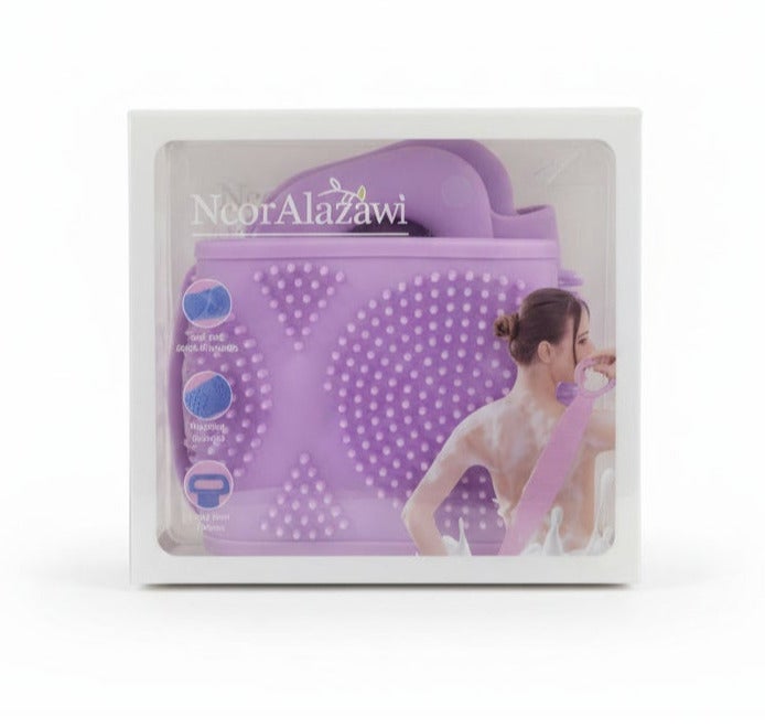 Silicone Body Scrubber Mat with Handle, Exfoliating Back Bath Brush, Non-Slip Shower Massage Pad, Assorted Colours (Pink/Green/Violet), 1 Piece - Image 3