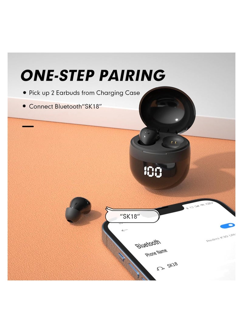 SYOSI - Invisible Mini Earbuds Wireless Bluetooth, Low Profile Micro Smallest Tiny Discreet Hidden Earbuds for Work, Small Headphones, Invisible Sleep Wireless Earphone, IPX5 Waterproof for Small Ear Canals - Image 1