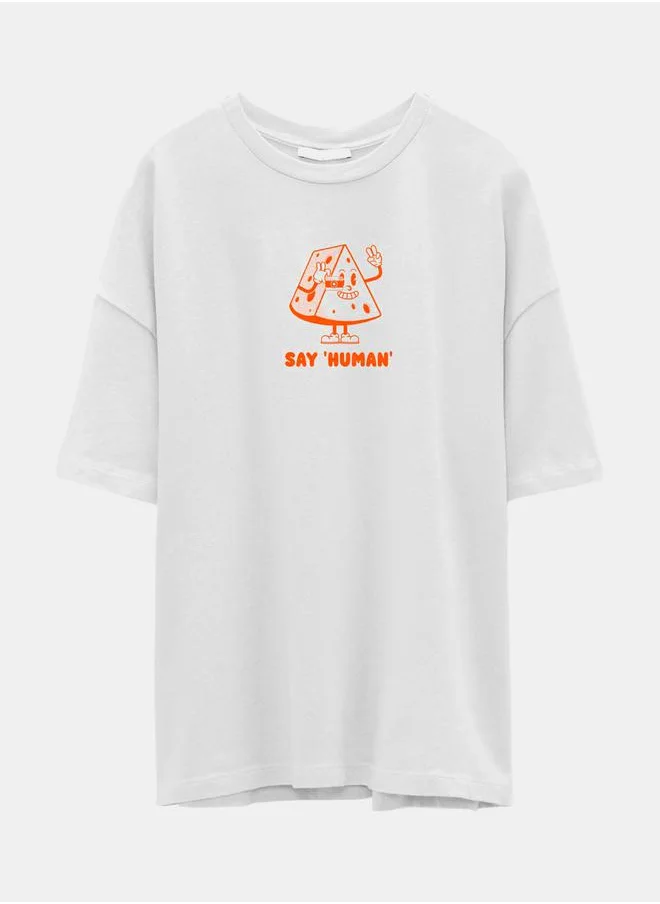 JACK & JONES Cheese Graphic Print Crew Neck T-Shirt