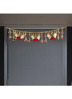 REPTUM DECOR REPTUM DECOR Multicolor Artificial Flower Leaf and Antique Color Beads Toran Diwali Door Hanging Garland for Home Decor 3 FEET 