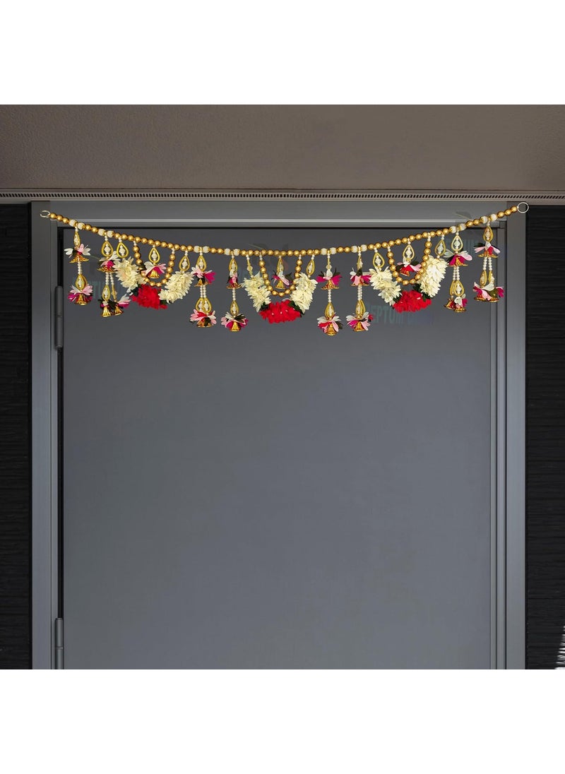 REPTUM DECOR REPTUM DECOR Multicolor Artificial Flower Leaf and Antique Color Beads Toran Diwali Door Hanging Garland for Home Decor 3 FEET  - Image 1