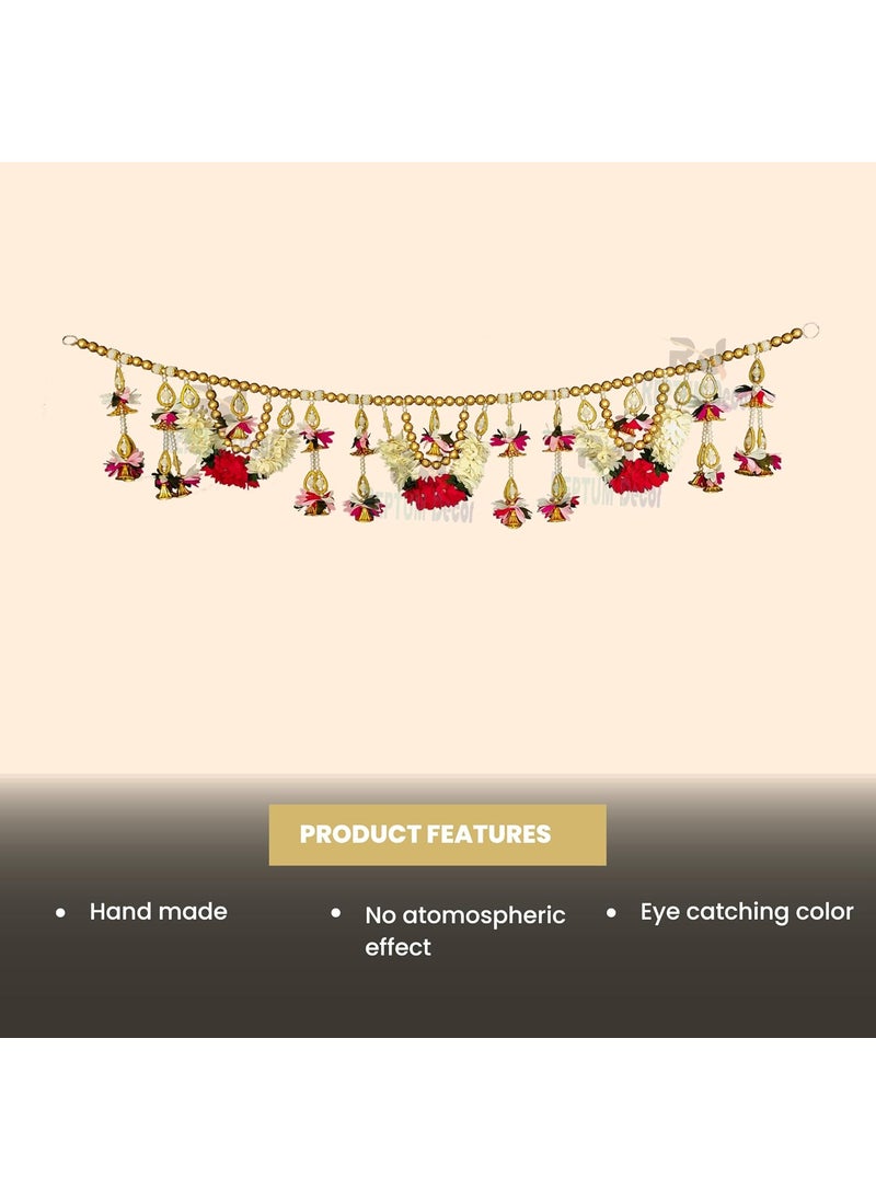REPTUM DECOR REPTUM DECOR Multicolor Artificial Flower Leaf and Antique Color Beads Toran Diwali Door Hanging Garland for Home Decor 3 FEET  - Image 4
