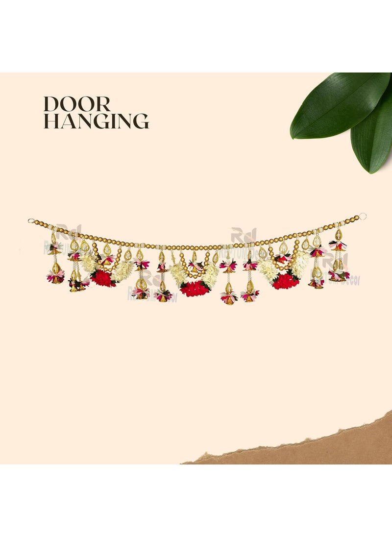REPTUM DECOR REPTUM DECOR Multicolor Artificial Flower Leaf and Antique Color Beads Toran Diwali Door Hanging Garland for Home Decor 3 FEET  - Image 5