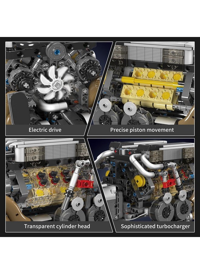 mould king Mould King W16 Engine Toys Building Sets, Model Engine Kit for Adults, V8 Mini Engine Scale Model with Motor, 10131 STEM DIY Building Kits That Works, Blocks for Adults Boys Kids Aged 14+(952 Pieces)  - Image 3
