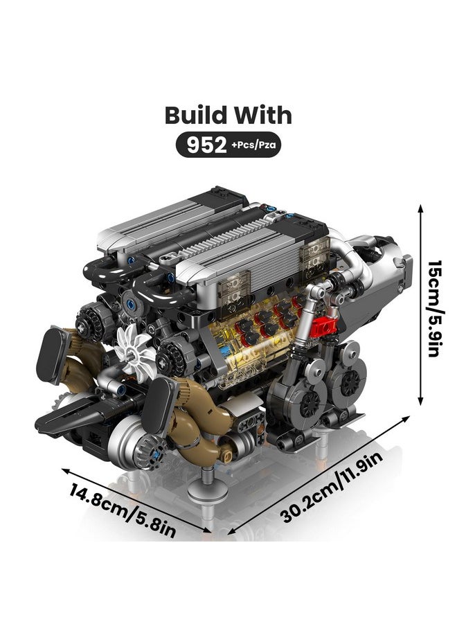 mould king Mould King W16 Engine Toys Building Sets, Model Engine Kit for Adults, V8 Mini Engine Scale Model with Motor, 10131 STEM DIY Building Kits That Works, Blocks for Adults Boys Kids Aged 14+(952 Pieces)  - Image 4