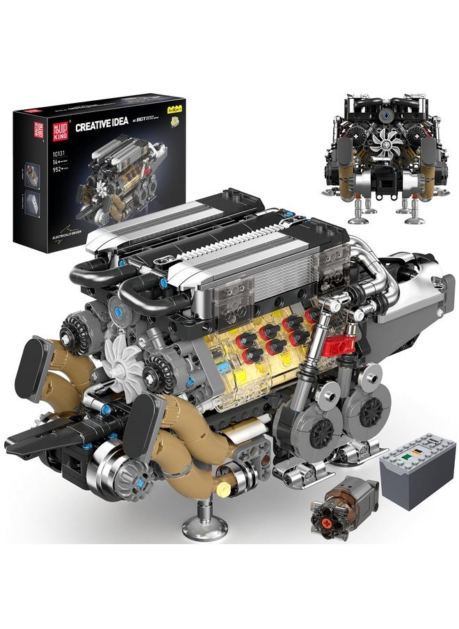 mould king Mould King W16 Engine Toys Building Sets, Model Engine Kit for Adults, V8 Mini Engine Scale Model with Motor, 10131 STEM DIY Building Kits That Works, Blocks for Adults Boys Kids Aged 14+(952 Pieces)  - Image 1
