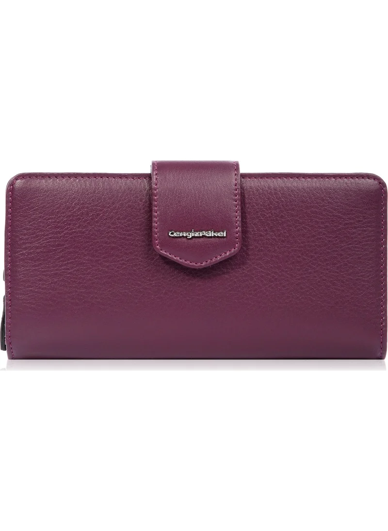 Cengiz Pakel Leather Women's Wallet - Portfolio 65104 - Plum