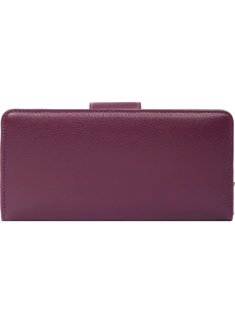 Cengiz Pakel Leather Women's Wallet - Portfolio 65104 - Plum