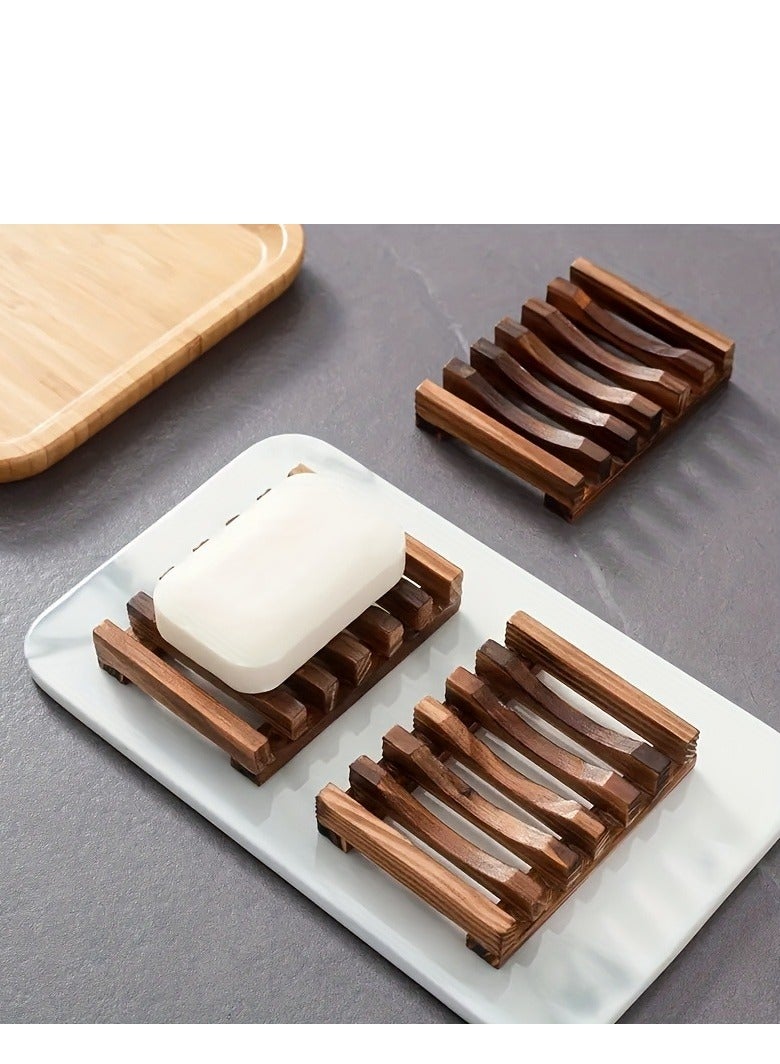 1pc Self Draining Soap Dish Holder/Tray, 1pcs Natural Wooden Soap Saver, Soap Box for Shower, Bathroom, Extend the Life of Soap, Keep Soap Bars Dry and Clean, Easy to Clean  - Image 2