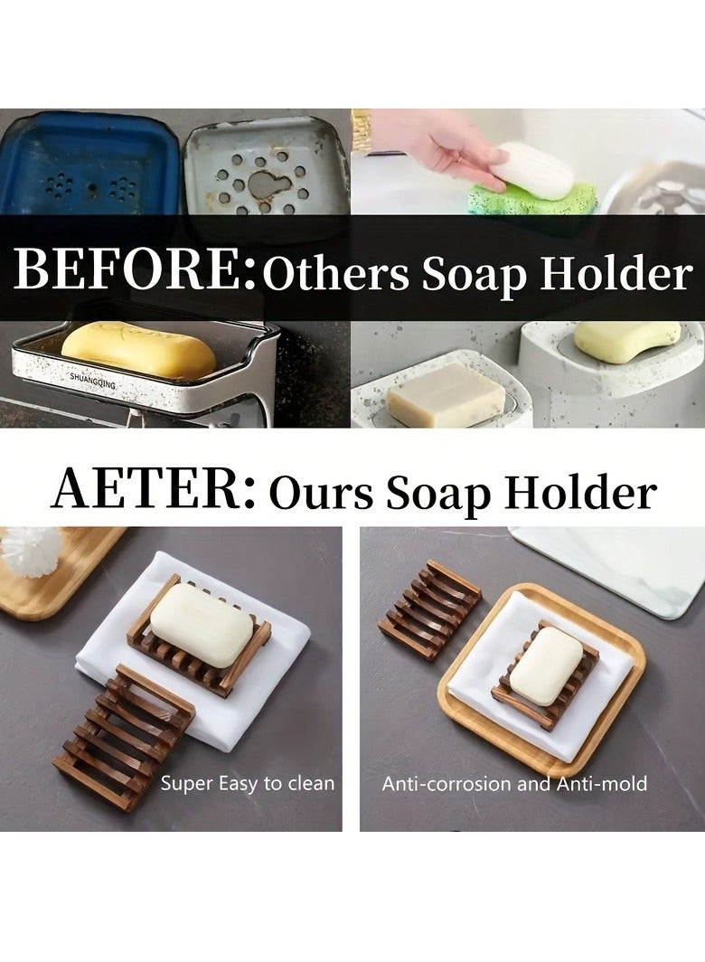1pc Self Draining Soap Dish Holder/Tray, 1pcs Natural Wooden Soap Saver, Soap Box for Shower, Bathroom, Extend the Life of Soap, Keep Soap Bars Dry and Clean, Easy to Clean  - Image 5