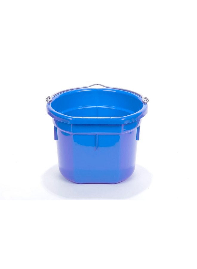 ليتل جايانت دلو علف الحيوانات البلاستيكي ذو الظهر المسطح من Little Giant® | دلو علف الحيوانات بمقبض معدني | دلو علف الخيول والماء | سعة 8 لتر | أزرق - Image 3