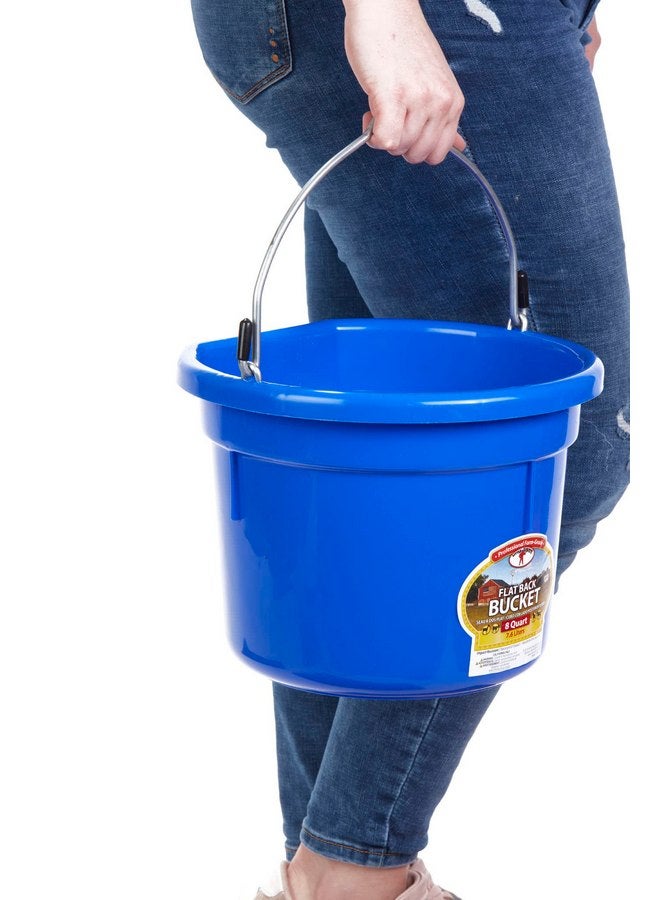 ليتل جايانت دلو علف الحيوانات البلاستيكي ذو الظهر المسطح من Little Giant® | دلو علف الحيوانات بمقبض معدني | دلو علف الخيول والماء | سعة 8 لتر | أزرق - Image 4