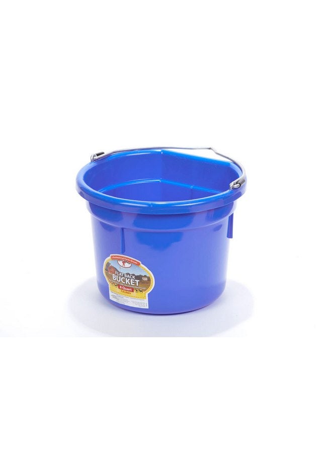 ليتل جايانت دلو علف الحيوانات البلاستيكي ذو الظهر المسطح من Little Giant® | دلو علف الحيوانات بمقبض معدني | دلو علف الخيول والماء | سعة 8 لتر | أزرق - Image 2