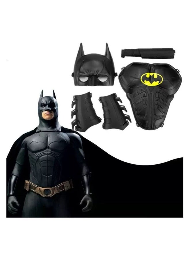 Kidzilla Kids Batman-Inspired Costume Set – Black Hero Suit With Cape, Mask & Utility-Style Accessories L - Image 1