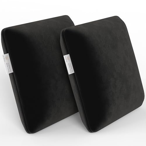 MY ARMOR Memory Foam Square Cushion for Car, Sofa/Diwan, Bed, Chair & Decoration | Highly Durable, Hypoallergenic | Velvet Cover | Black, Pack of 2 [12"x 12" x 4"] - Image 1