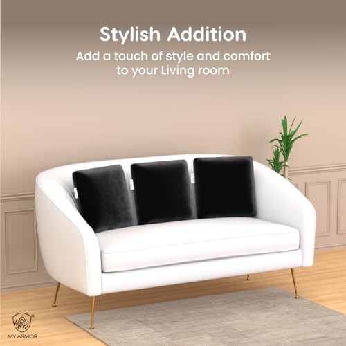 MY ARMOR Memory Foam Square Cushion for Car, Sofa/Diwan, Bed, Chair & Decoration | Highly Durable, Hypoallergenic | Velvet Cover | Black, Pack of 2 [12"x 12" x 4"] - Image 5