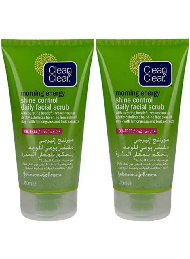 Clean & Clear Daily Facial Scrub Shine Control Lemon & Fruit Extract - 2 pc- 150ml - Image 1