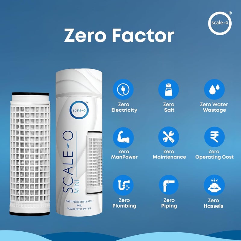 Scale-O Mini Water Softener | Whole House | For 500L Tank | Upto 4 People | 500 Litres/Day Usage | Reduces Hairfall, Hard Water & Scaling Problems | 6-8 Months Life | Softens 1 Lac Litres - Image 3