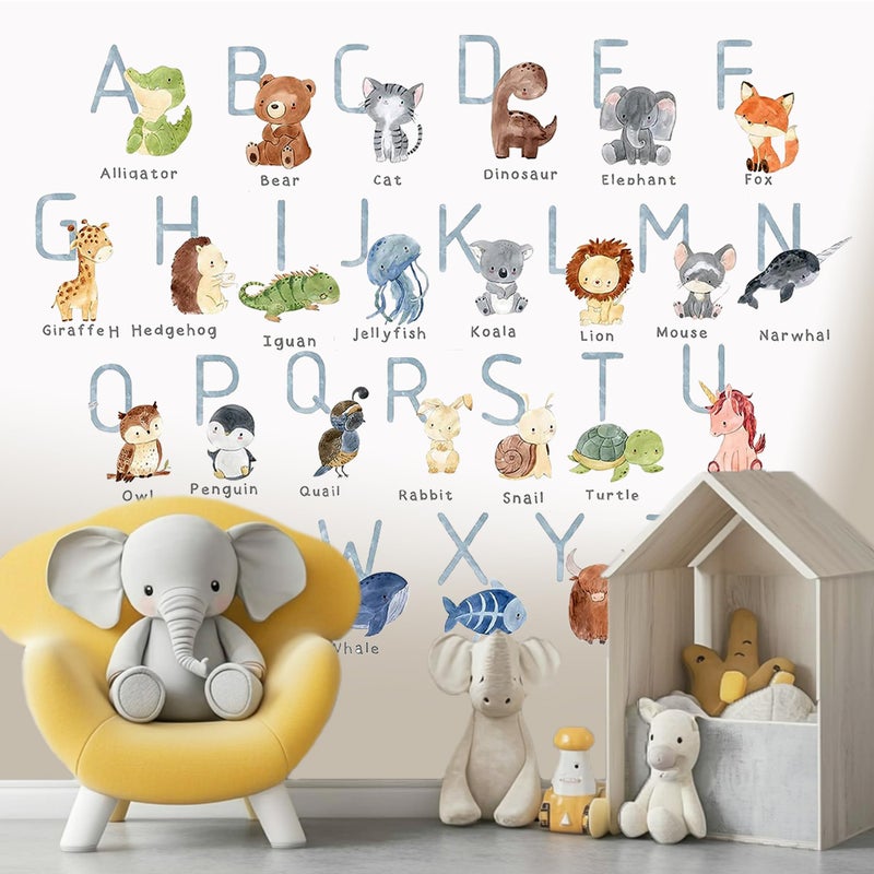 Shine Inside ABC Alphabet Wall Decals for Kids â€“ Animal Letters Educational Wall Stickers for Nursery, Playroom, or Classroom â€“ Fun ABC Wall Art for Toddlers and Childrenâ€™s Room Decor - Image 1