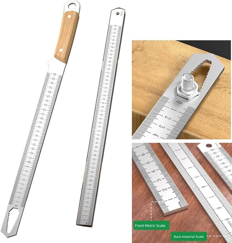 300mm Steel Measuring Ruler 12 20 Inch Hardened Manganese Dual Scale Straightedge Tool with Non Slip Handle for Workshop Repair and Woodworking - Image 5