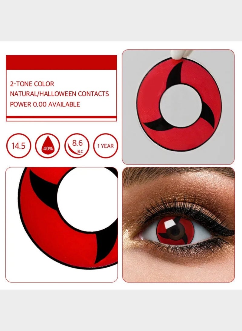 Unibling Itachi Uchiha's Mangekyo Sharingan Naruto Yearly Colored Contact Lenses, Unisex Cosmetic Contact Lenses, Enlargement Collection, Cosplay, With Case - Image 4