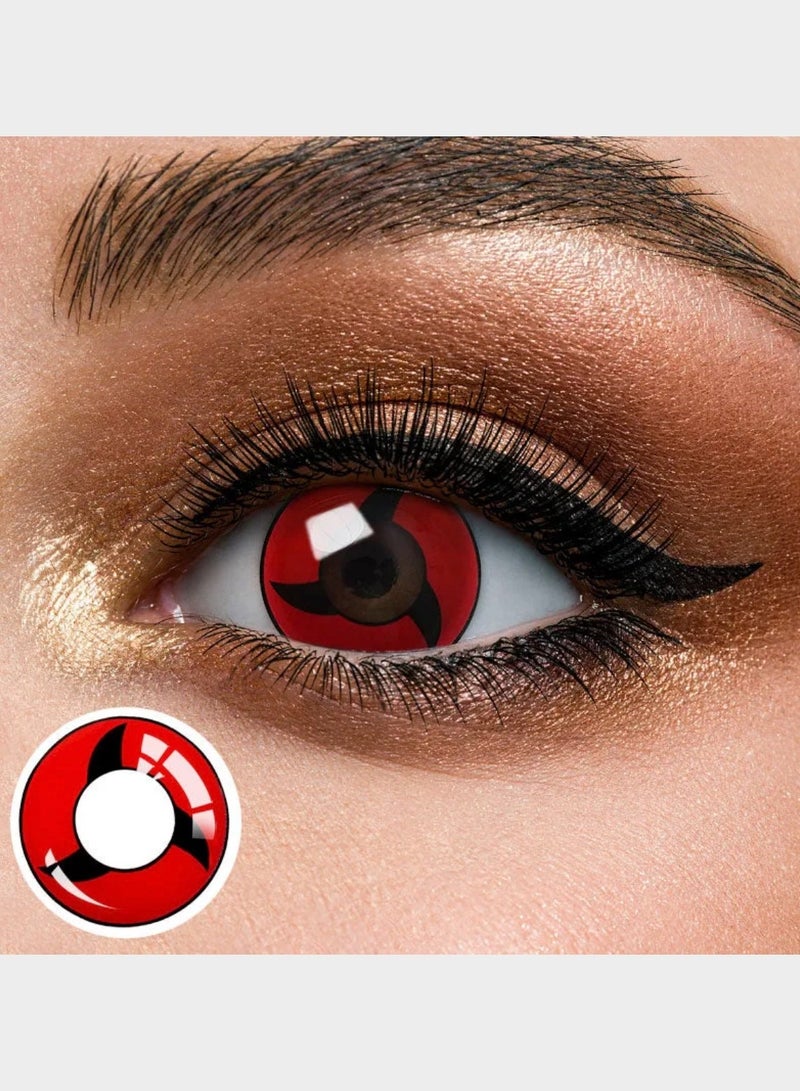 Unibling Itachi Uchiha's Mangekyo Sharingan Naruto Yearly Colored Contact Lenses, Unisex Cosmetic Contact Lenses, Enlargement Collection, Cosplay, With Case - Image 2