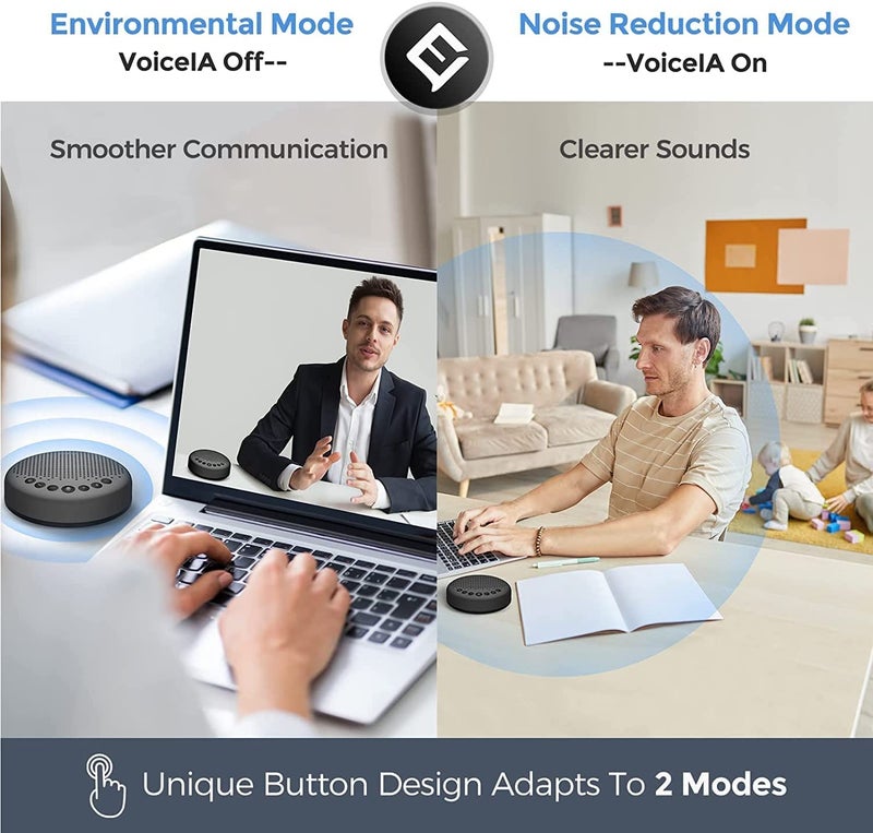 eMeet EMEET Conference Speaker and Microphone Luna 360° Voice Pickup w/Noise Reduction/Mute/Indicator USB Bluetooth Speakerphone w/Dongle for 8 People Daisy Chain for 16 Compatible with Leading Software  - Image 3